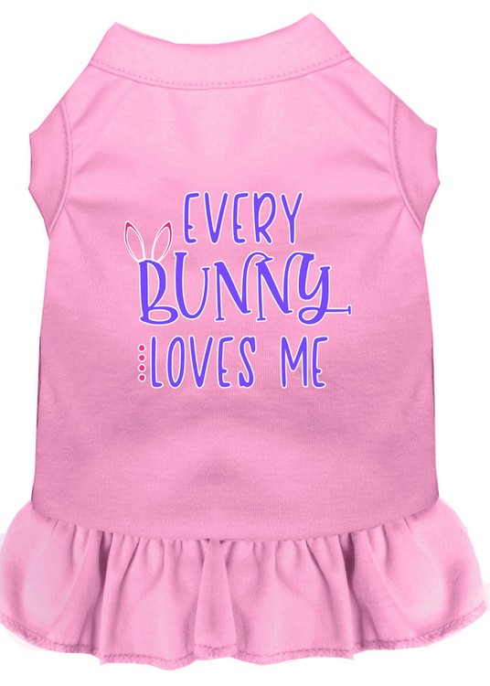 Every Bunny Loves me Screen Print Dog Dress Light Pink Med